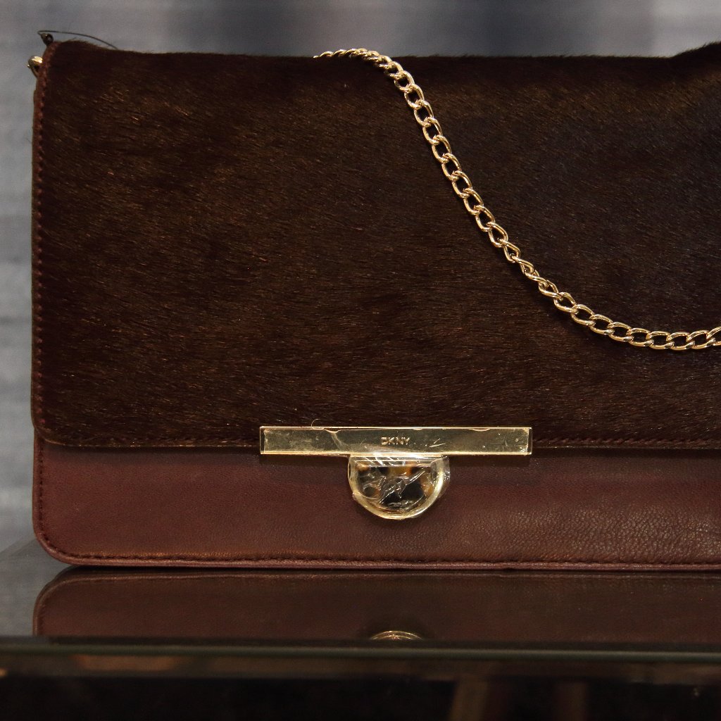 Dkny Burgundy Leather Clutch Shoulder Bag